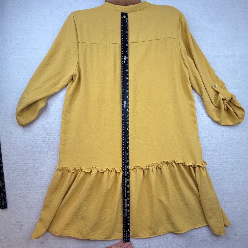 Emma & Michele Mustard Yellow Ruffle Hem Tunic Dress Large cottagecore casual - Picture 5 of 9
